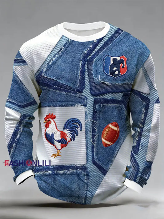 Men’s French Rugby Supporter Printed Long-Sleeved T-Shirt A / S