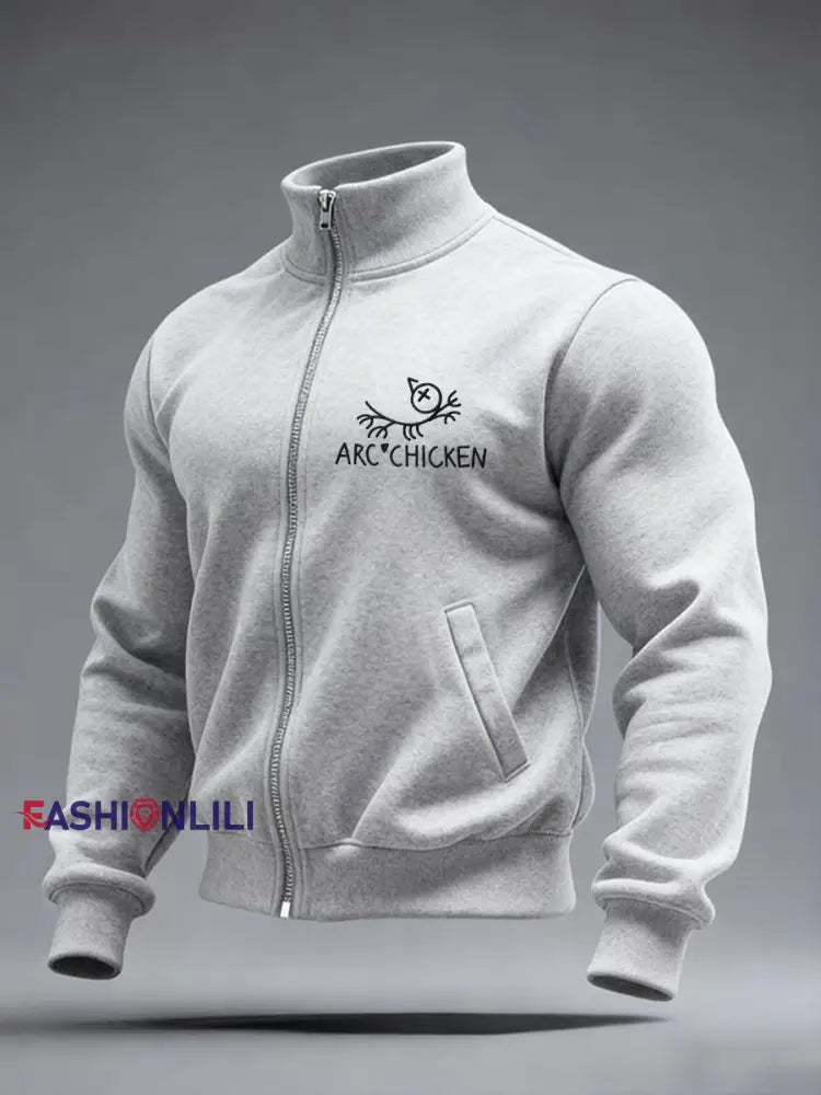 Men’s Funny Arc’chicken Jacket Light Gray / S