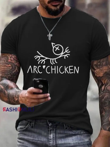 Men’s Funny Arc’chicken T-Shirt Black / S