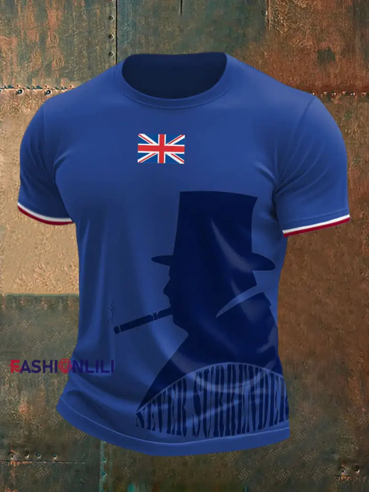 Men’s Funny Churchill Printed T-shirt Blue / S