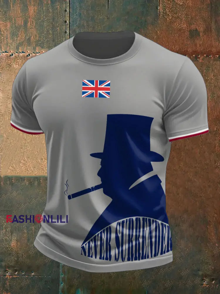 Men’s Funny Churchill Printed T-shirt Light Gray / S