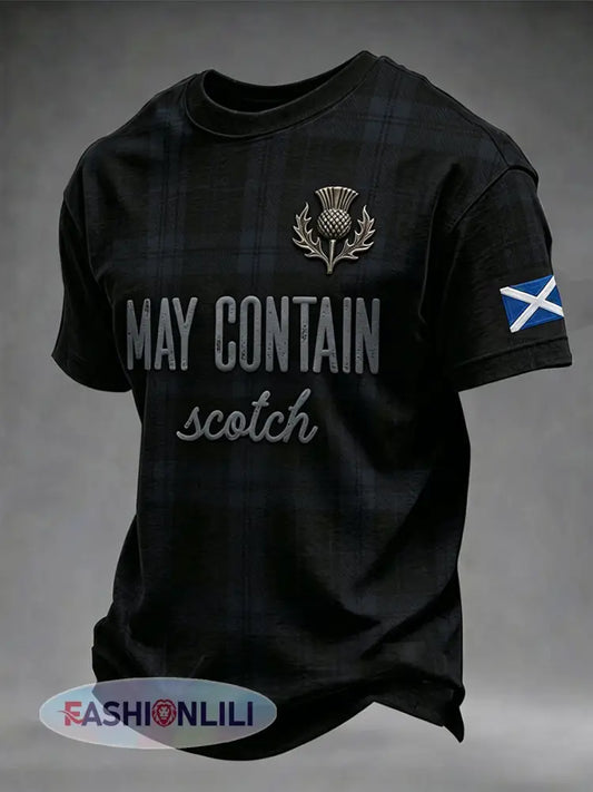 Men’s Funny Scotch Whisky May Contain Scotch Short Sleeve T-shirt - As picture / S