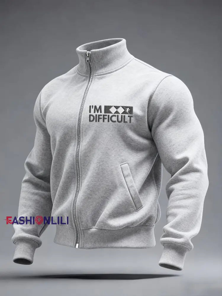 Men’s Funny Ski Jacket Light Gray / S