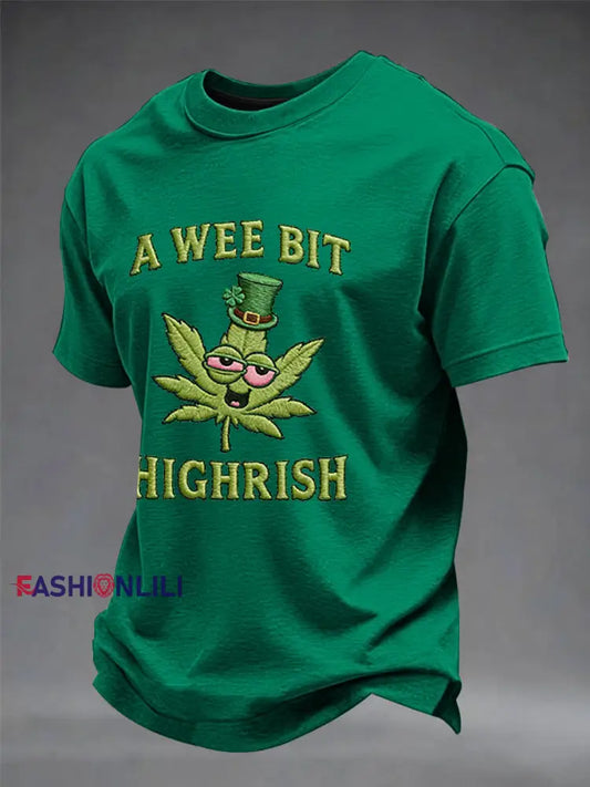 Men’s Funny St Patrick Day A Wee Bit Highrish Short Sleeve T-shirt Green / S