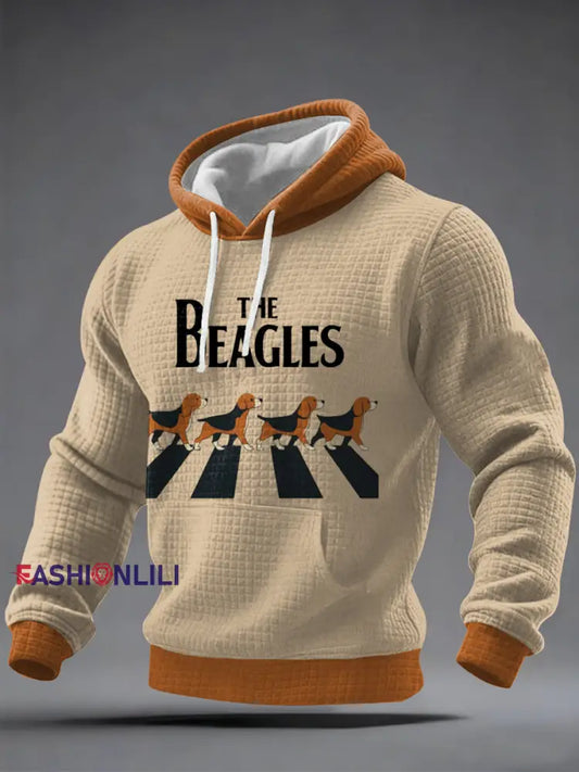 Men’s Funny “The Beagles” Dog Lover Beatles Parody Casual Checkered Hoodie