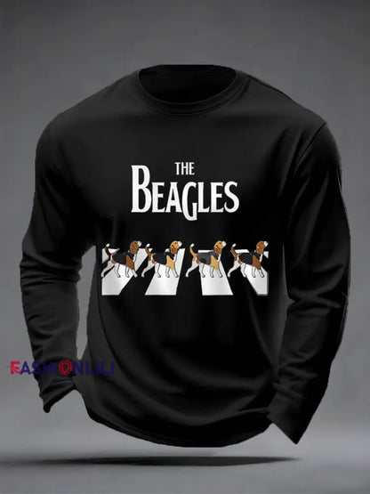 Men’s Funny The Beagles Long Sleeve T-Shirt Black / S