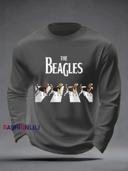 Men’s Funny The Beagles Long Sleeve T-Shirt Gray / S