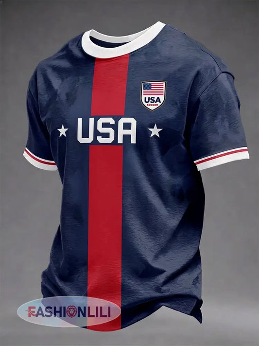 Men’s Gift For Soccer Fans 2026 Soccer Gameday Casual Tee - RED BLUE / S