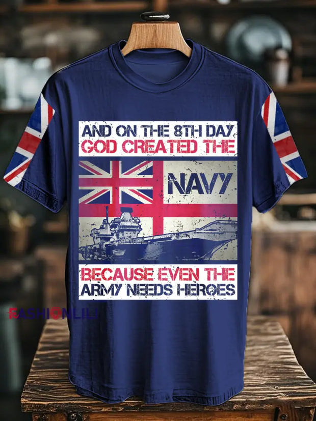 Men’s God Created The Navy T-Shirt Blue / S