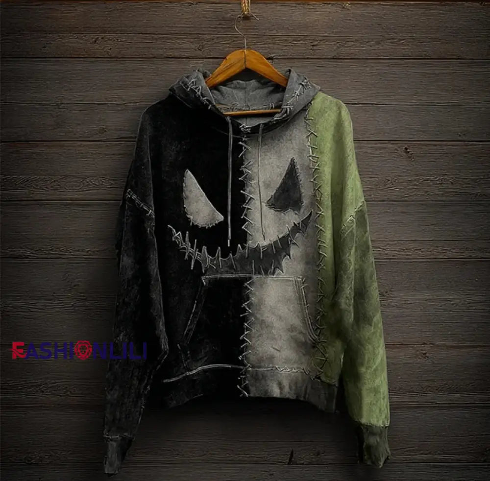 Men’s Halloween Classic Movie Character Face Print Casual Hoodie