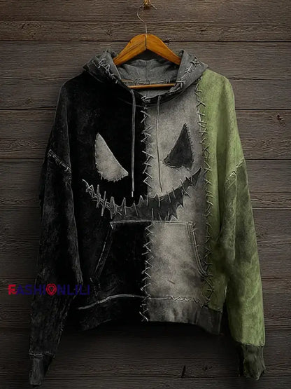 Men’s Halloween Classic Movie Character Face Print Casual Hoodie Green / S