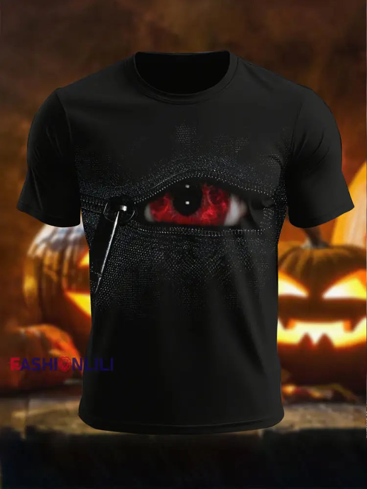 Men’s Halloween Eyes Short Sleeves T-shirt Black / S