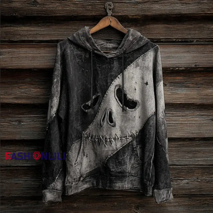 Men’s Halloween Ghost Face Print Casual Hoodie