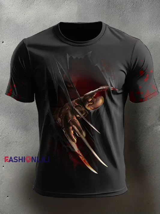 Men’s Halloween Horror Nightmare Printed T-shirt Black / S