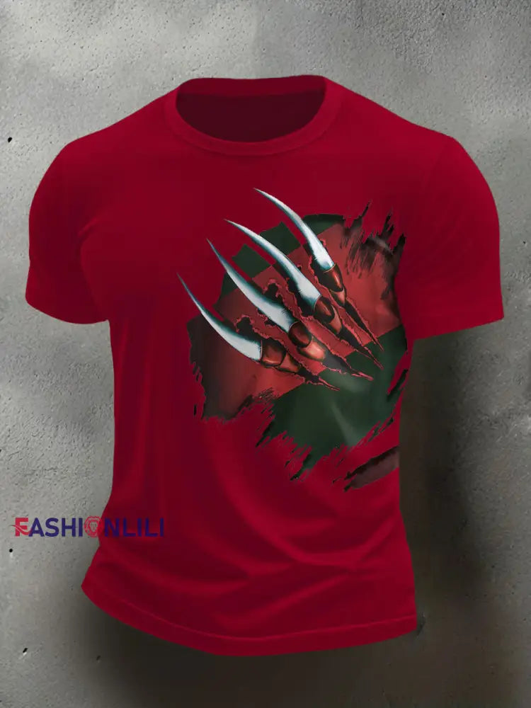 Men’s Halloween Horror Nightmare Printed T-shirt Red / S