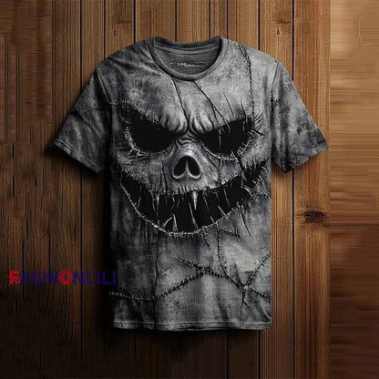 Men’s Halloween Horror Scary Face Stitch Print Tee
