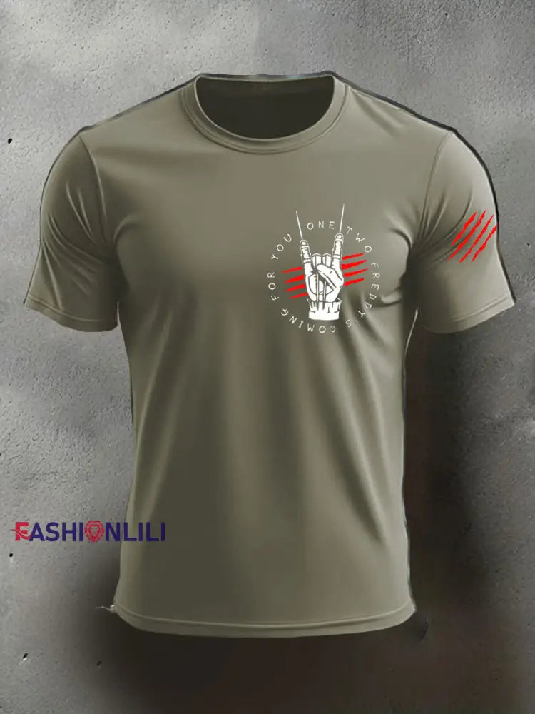Men’s Halloween imitation cotton short-sleeved T-shirt Army Green / S