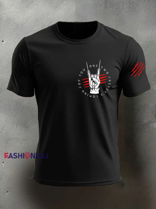 Men’s Halloween imitation cotton short-sleeved T-shirt Black / S