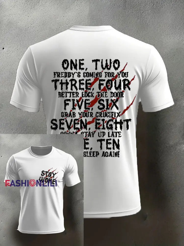 Men’s Halloween imitation cotton short-sleeved T-shirt White / S