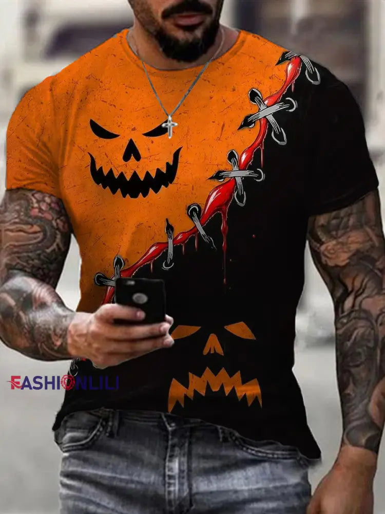 Men’s Halloween Print Casual Tee
