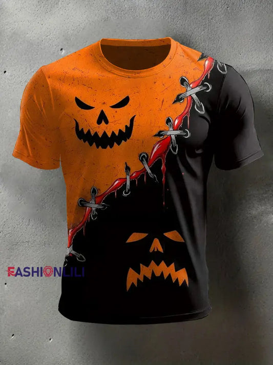 Men’s Halloween Print Casual Tee Orange / S