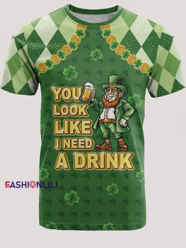 Men’s Happy St Patrick’s Day short sleeves t-shirt Green / S