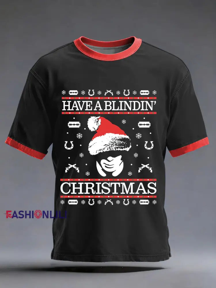 Men’s Have A Blindin’ Christmas Short Sleeves T-shirt Black / S
