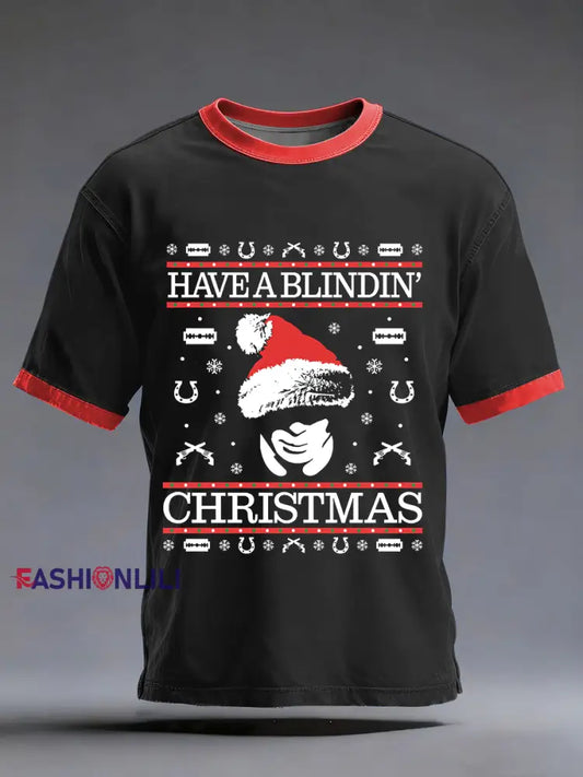 Men’s Have A Blindin’ Christmas Short Sleeves T-shirt Black / S
