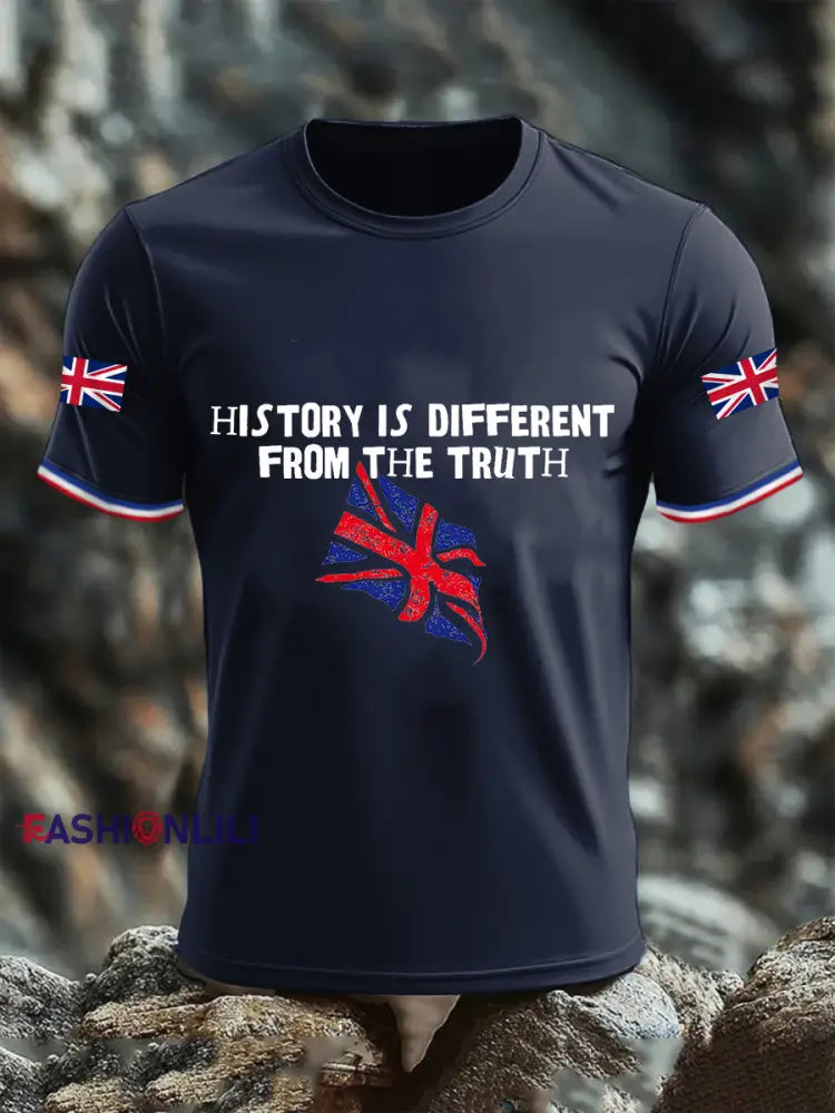 Men’s History Is Different From The Truth Short Sleeves T-shirt Navy Blue / S