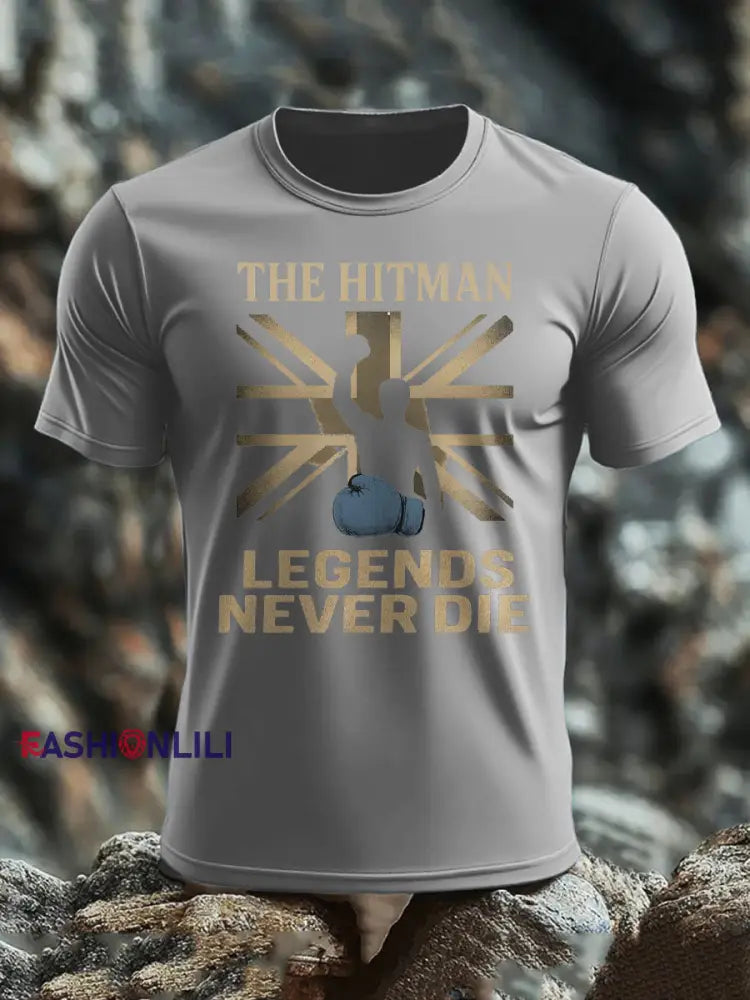 Men’s Hitman Boxing Lover Printed T-shirt Light Gray / S