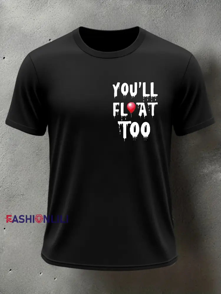 Men’s Horror Halloween You’ll Float Too Short Sleeve T-shirt