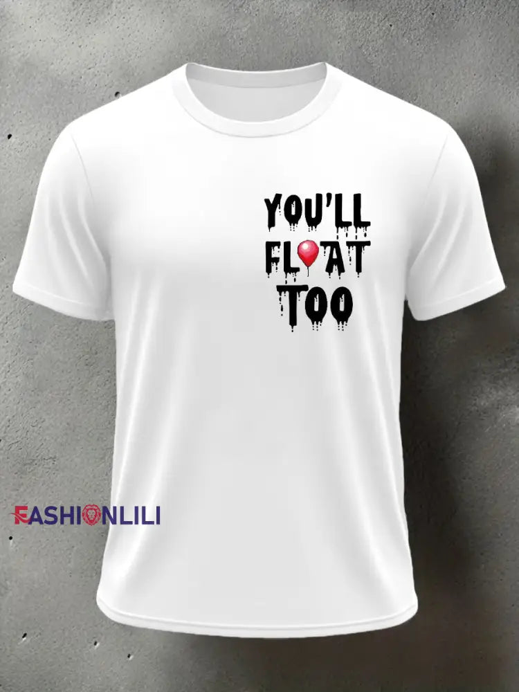 Men’s Horror Halloween You’ll Float Too Short Sleeve T-shirt