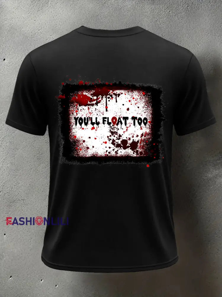 Men’s Horror Halloween You’ll Float Too Short Sleeve T-shirt