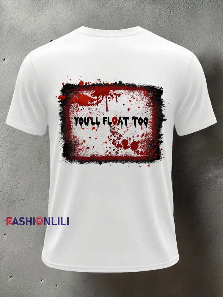 Men’s Horror Halloween You’ll Float Too Short Sleeve T-shirt