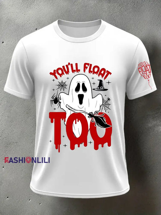 Men’s Horror Halloween You’ll Float Too Short Sleeve T-shirt White / S