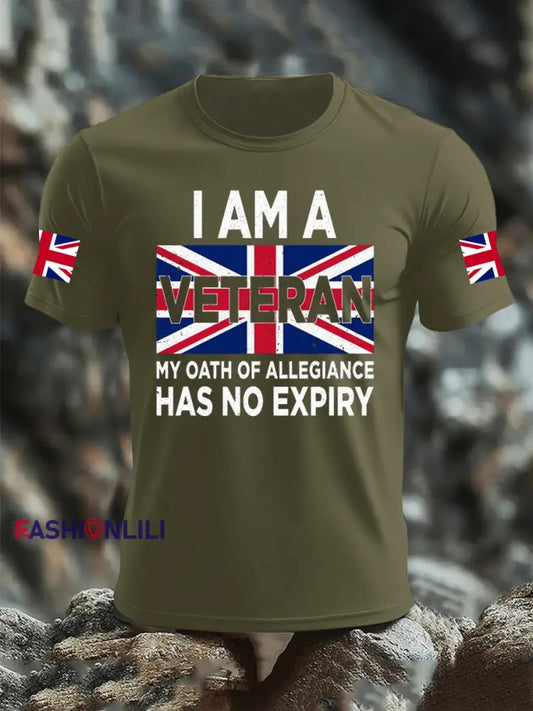 Men’s I AM A VETERAN MY OATH OF ALLEGIANCE HAS NO EXPIRY T shirt Army Green / S