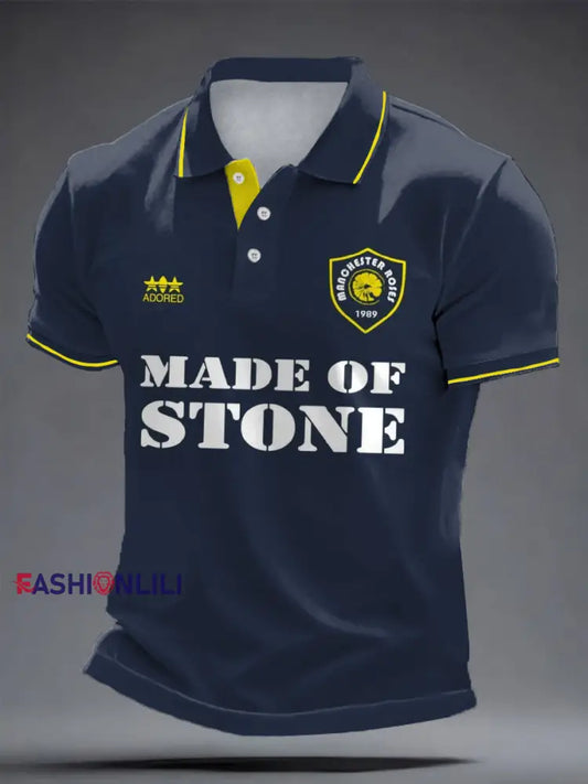 Men’s I Wanna Be Adored Lemon Roses Music Lover Printed Casual Tops Navy Blue / S