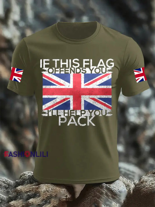 Men’s IF THIS FLAG OFFENDS YOU HELP YOU PACK T shirt Army Green / S