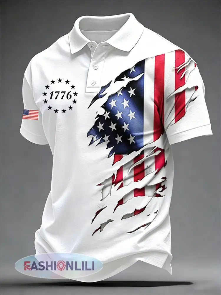 Men’s Independence Day 1776-2026 Print Polo - White / S