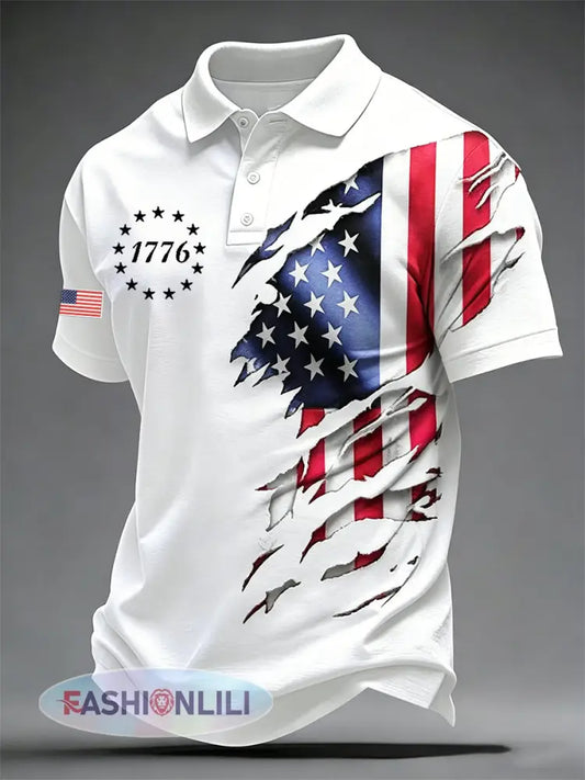 Men’s Independence Day 1776-2026 Print Polo - White / S