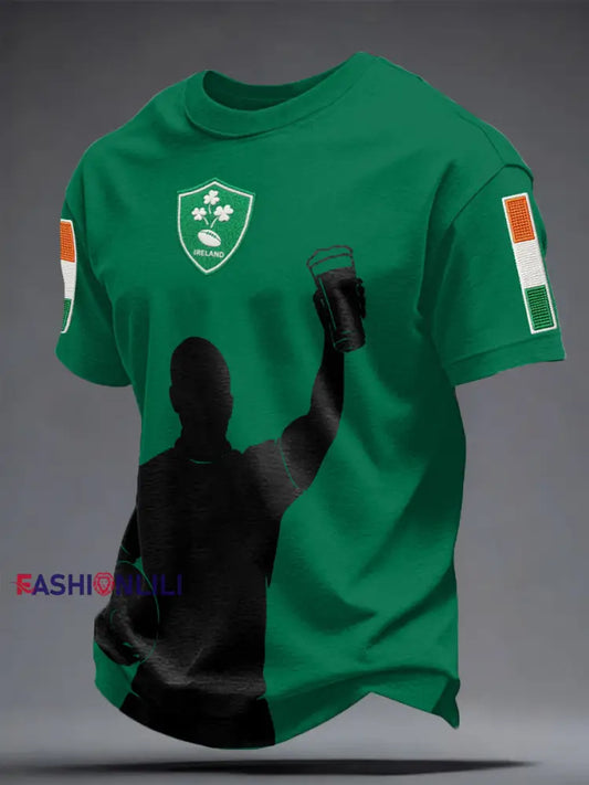 Men’s Ireland Beer Rugby Lover Printed T-Shirt Green / S