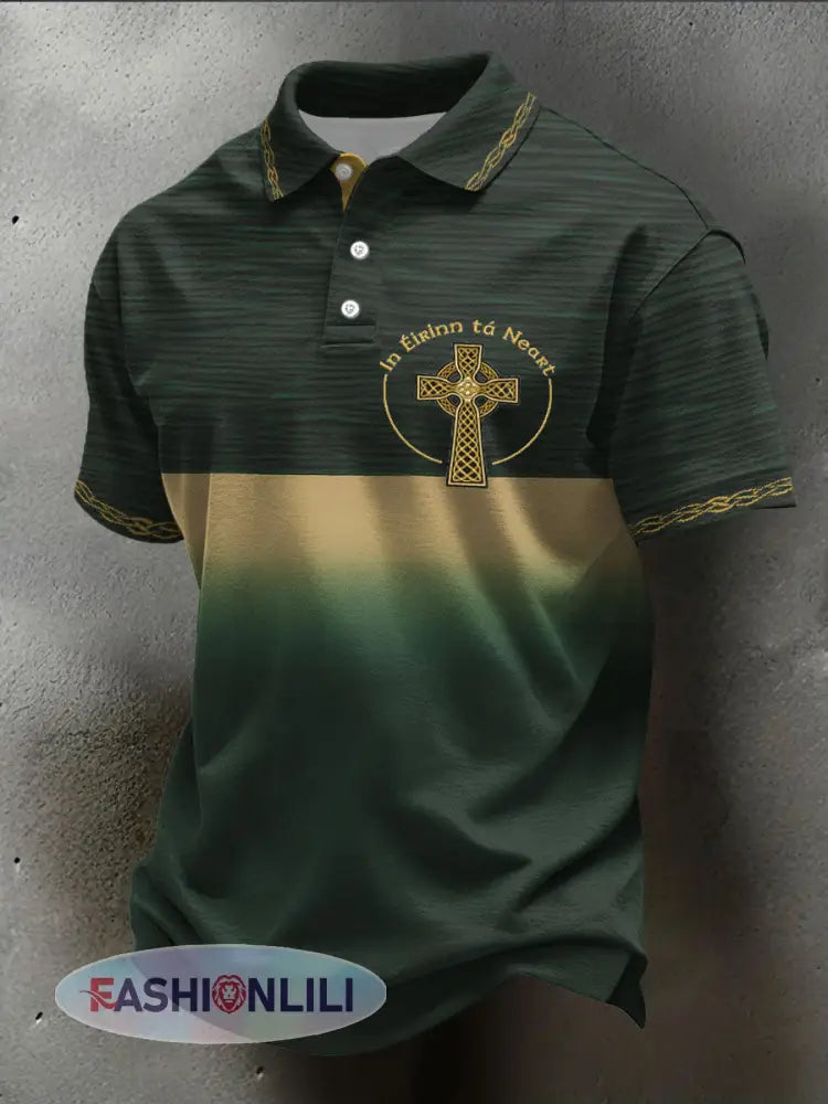 Men’s Ireland Rugby Lover Printed Casual Tops - Dark Green / S