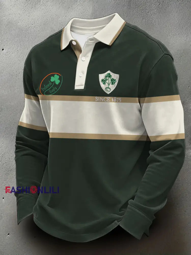 Men’s Ireland Rugby Lover Printed Casual Tops Dark Green / S
