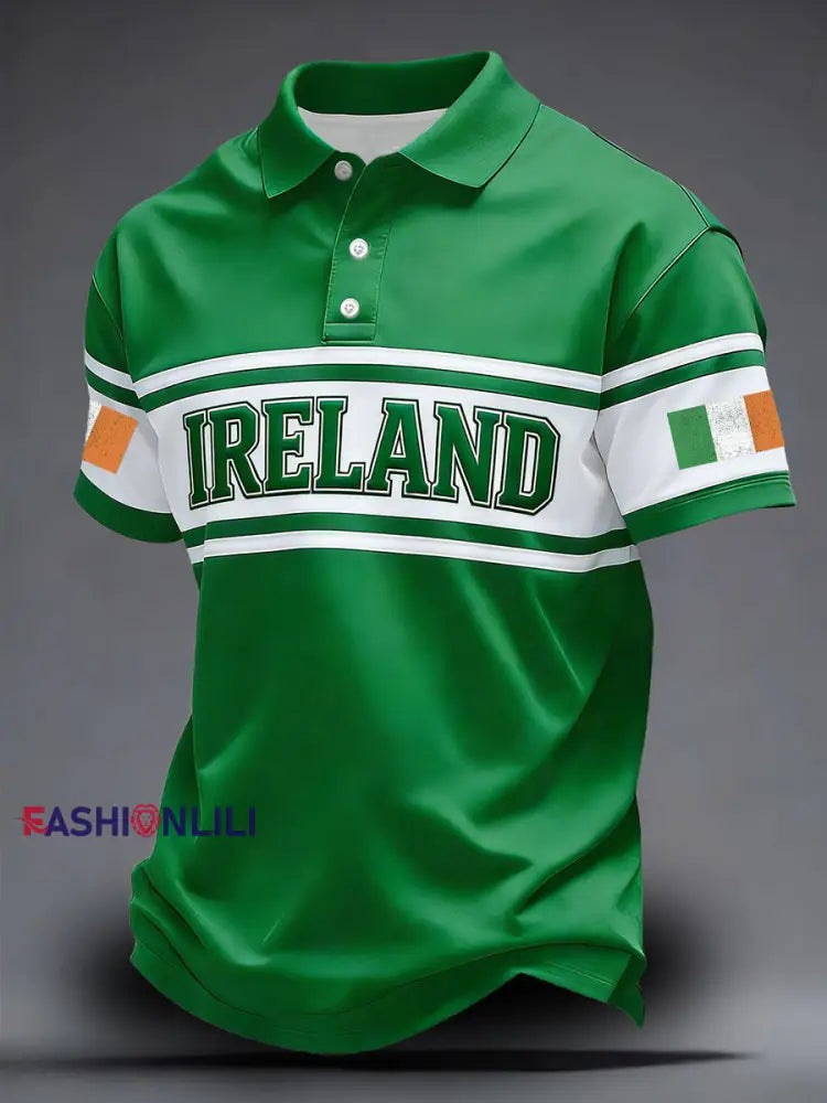 Men’s Ireland Rugby Lover Printed Casual Tops Green / S