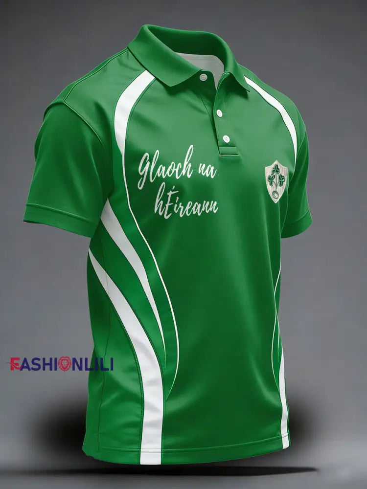 Men’s Ireland Rugby Lover Printed Casual Tops Green / S