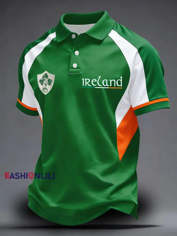 Men’s Ireland Rugby Lover Printed Casual Tops Green / S