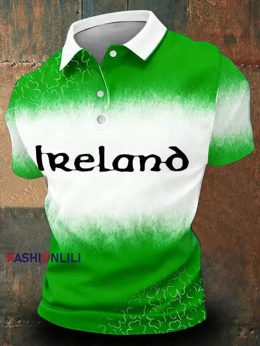 Men’s Ireland Rugby Lover Printed Casual Tops Green / S