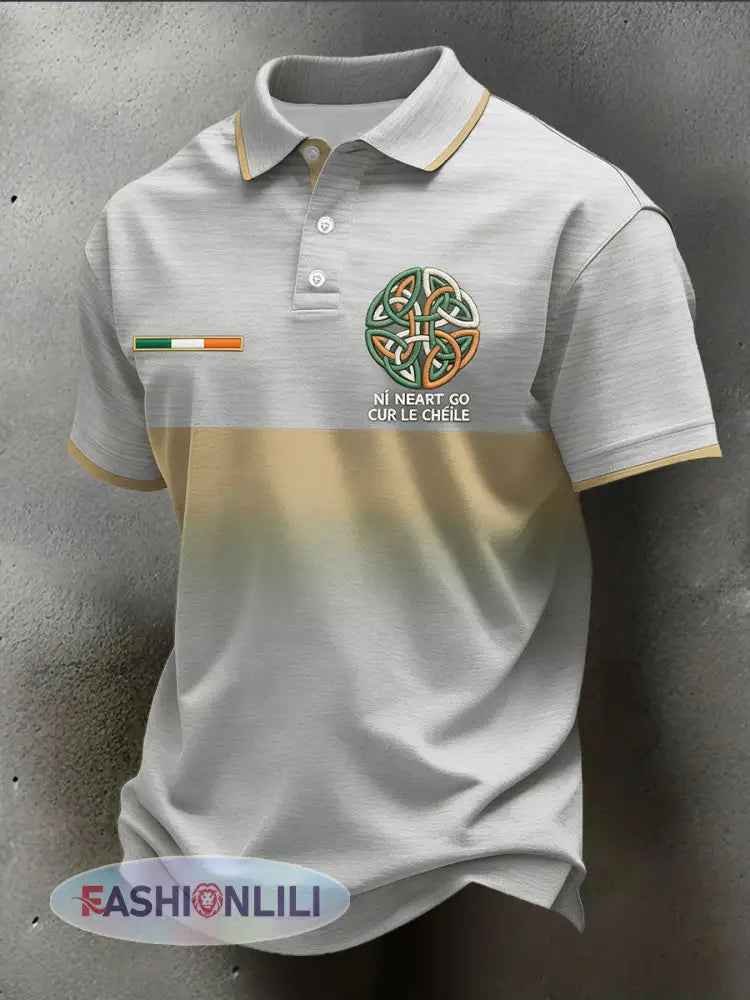 Men’s Ireland Rugby Lover Printed Casual Tops - Light Gray / S