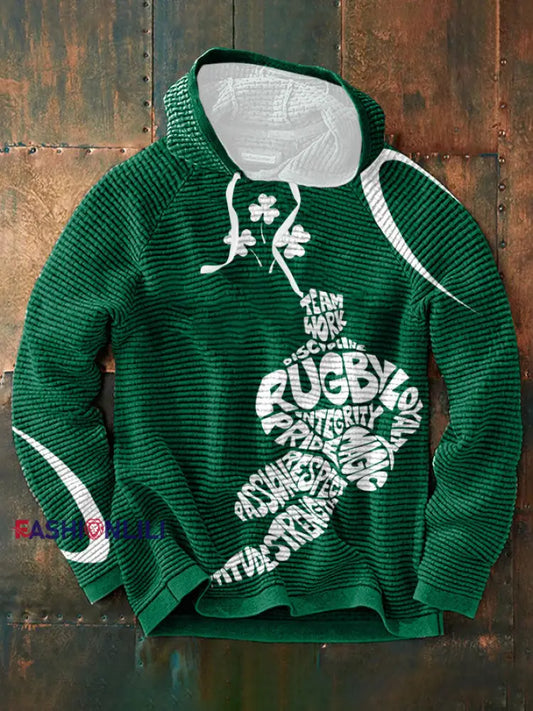 Men’s Ireland Rugby Lover Printed French Terry Hoodie Green / S