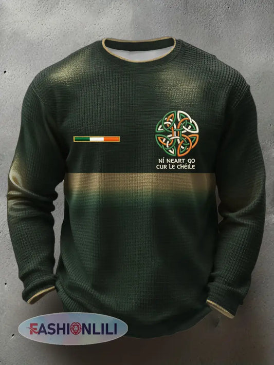 Men’s Ireland Rugby Lover Printed Waffle Tops - Dark Green / S
